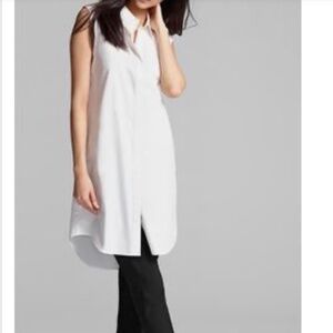Eileen Fisher Crisp Organic Cotton Poplin Sleeveless Shirtdress
